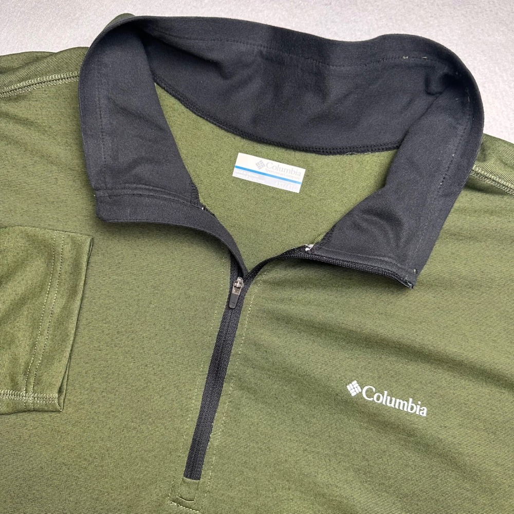 Columbia Pullover Mens 4XT Olive Green Omni-Wick Quarter-Zip Long Sleeve Top
